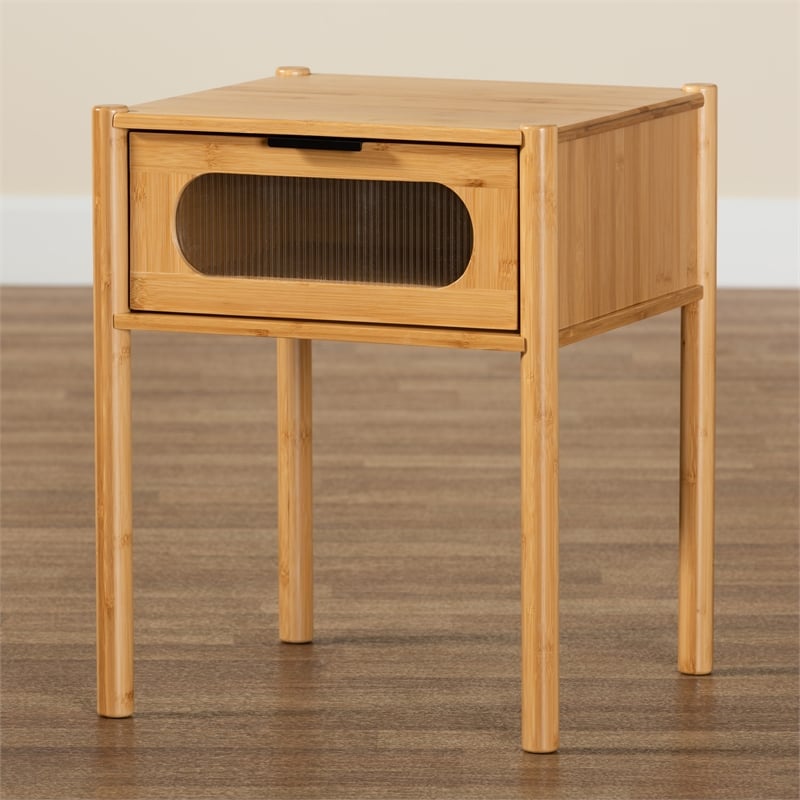 Baxton Studio Naresh Natural Brown Bamboo Wood 1-Drawer End Table