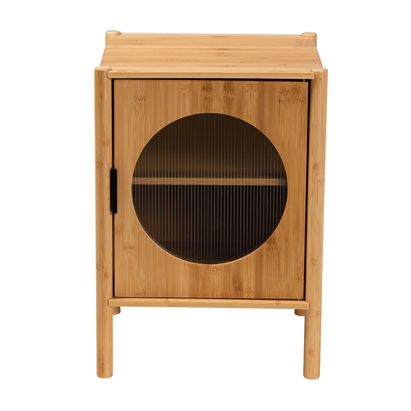 Baxton Studio Naresh Natural Brown Bamboo Wood 1-Door End Table
