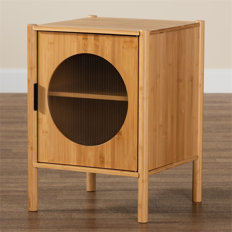 Baxton Studio Naresh Natural Brown Bamboo Wood 1-Door End Table
