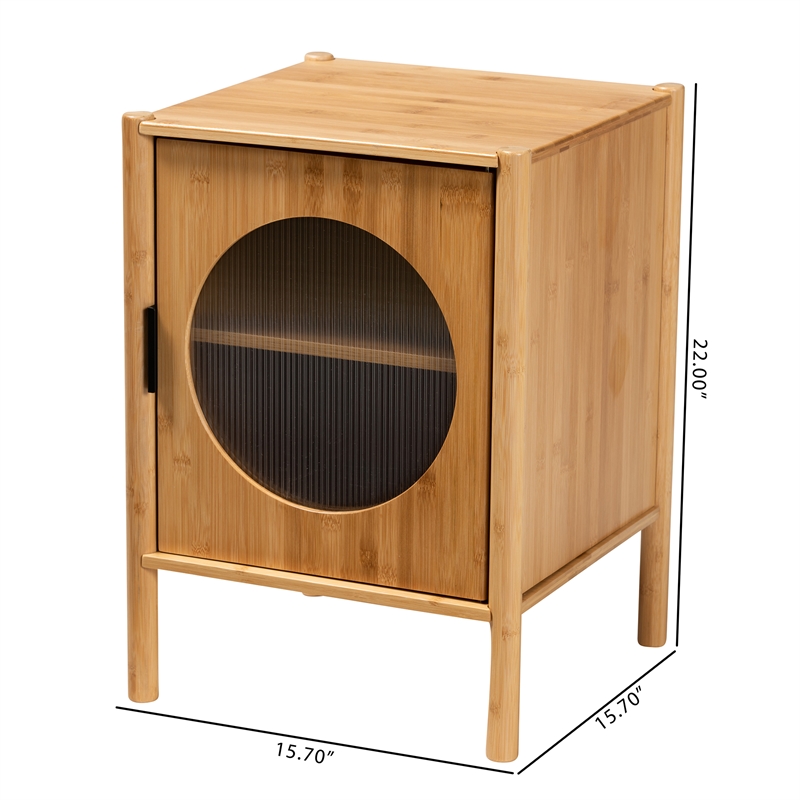 Baxton Studio Naresh Natural Brown Bamboo Wood 1-Door End Table