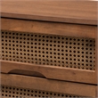 Baxton Studio Rina Ash Walnut Wood 4-Piece Full Size Bedroom Set with Rattan