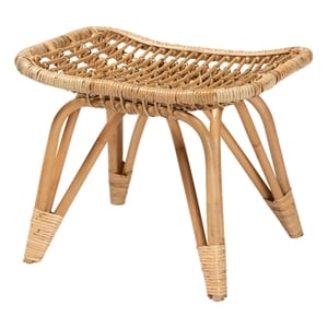 Baxton Studio Earvin Modern Bohemian Natural Brown Rattan Footstool