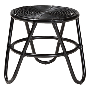 Baxton Studio Pertessa Modern Bohemian Black Finished Rattan End Table