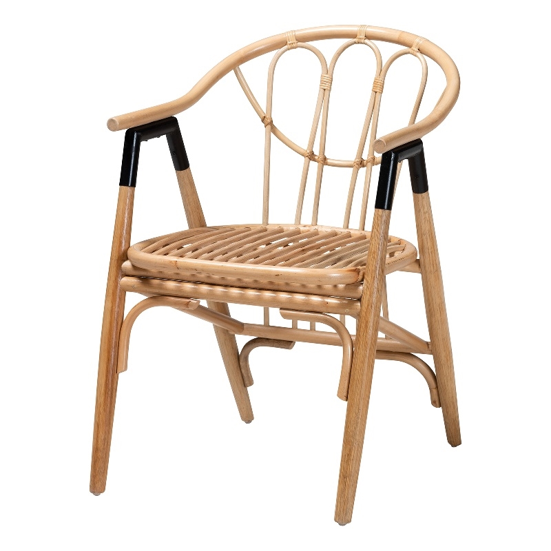Baxton Studio Cyntia Modern Bohemian Natural Brown Rattan Dining Chair