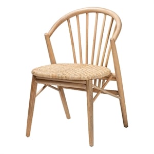 Baxton Studio Kobe Natural Brown Finished Wood and Rattan Dining Chair