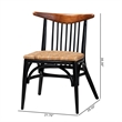 Baxton Studio Parthenia Two-Tone Black and Brown Wood and Rattan Dining Chair