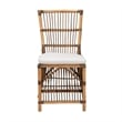 Baxton Studio Kim White Fabric and Natural Brown Rattan Dining Chair