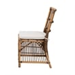 Baxton Studio Kim White Fabric and Natural Brown Rattan Dining Chair