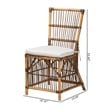 Baxton Studio Kim White Fabric and Natural Brown Rattan Dining Chair