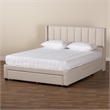Baxton Studio Coronado Beige Fabric Full Size 3-Drawer Storage Platform Bed