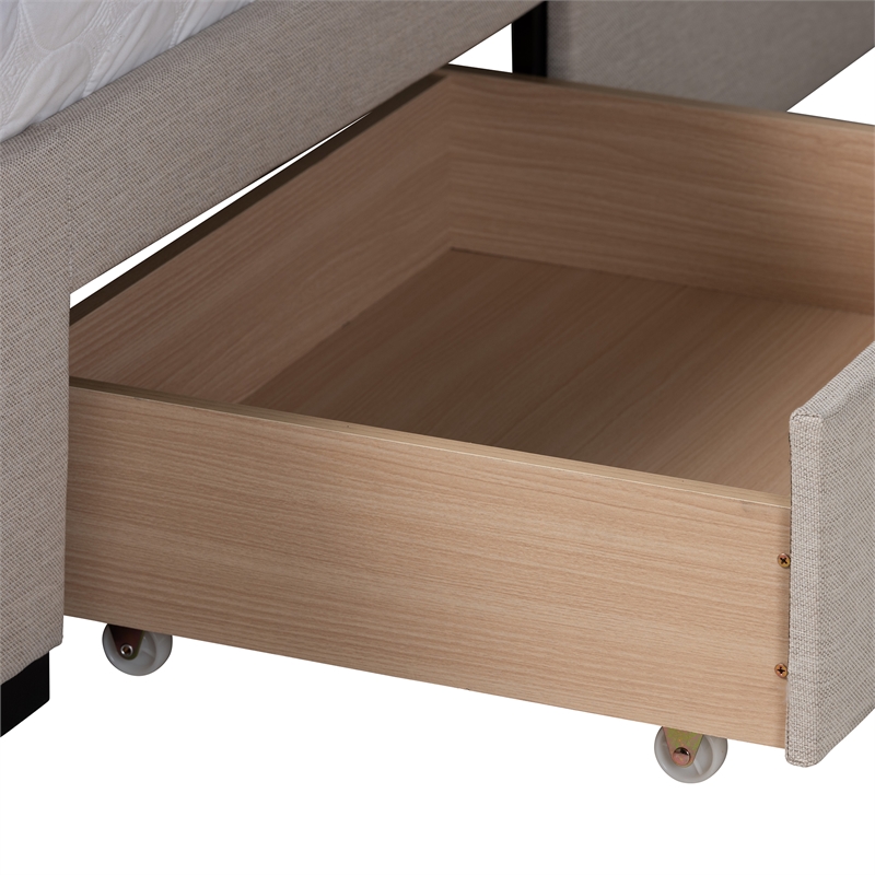 Baxton Studio Coronado Beige Fabric Full Size 3-Drawer Storage Platform Bed