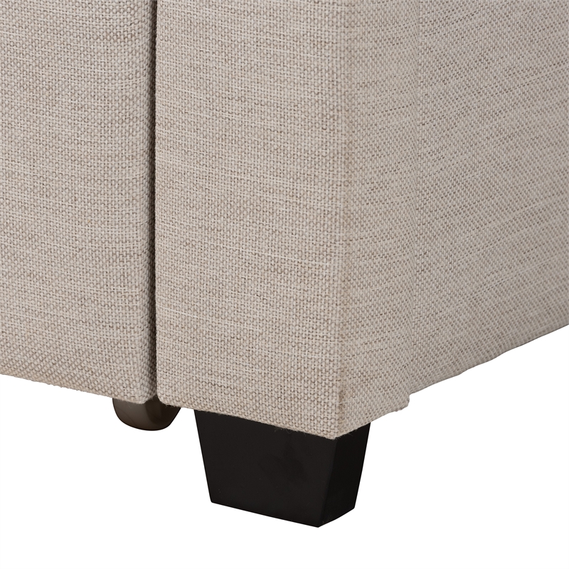 Baxton Studio Coronado Beige Fabric Full Size 3-Drawer Storage Platform Bed