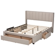 Baxton Studio Coronado Beige Fabric Queen Size 3-Drawer Storage Platform Bed
