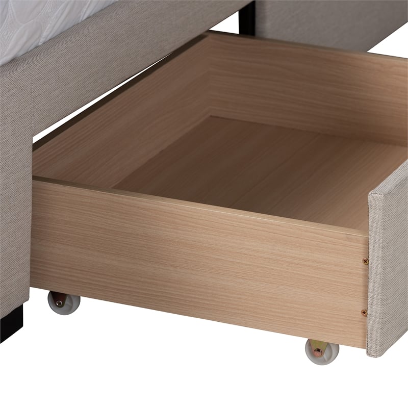 Baxton Studio Coronado Beige Fabric Queen Size 3-Drawer Storage Platform Bed
