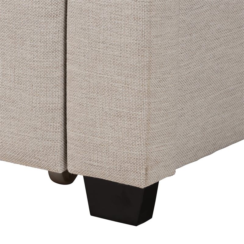 Baxton Studio Coronado Beige Fabric Queen Size 3-Drawer Storage Platform Bed