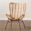 Baxton Studio Colorado Natural Brown Rattan and Black Metal Accent Chair