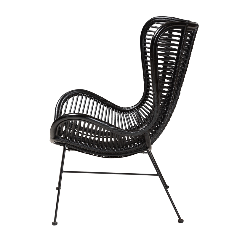 Baxton Studio Colorado Modern Bohemian Black Rattan and Metal Accent Chair