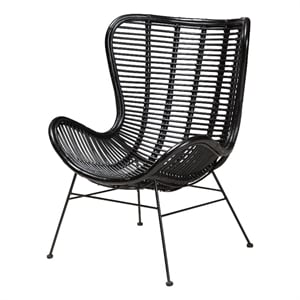 baxton studio colorado modern bohemian black rattan and metal accent chair