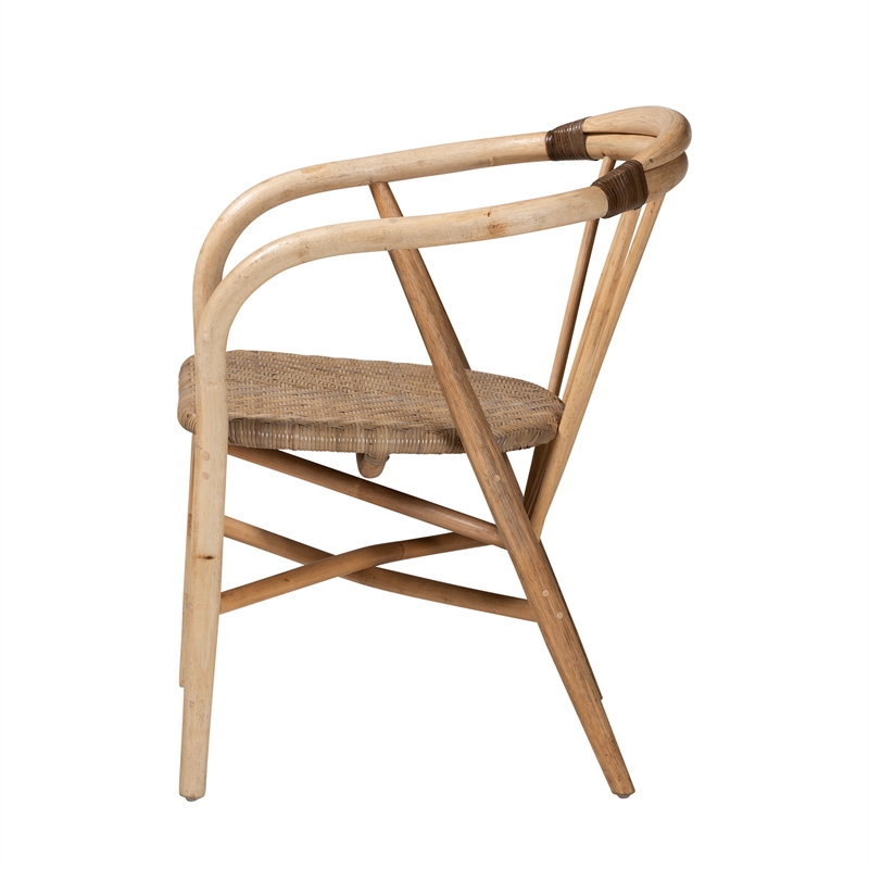 Baxton Studio Kyoto Natural Brown Rattan Dining Chair