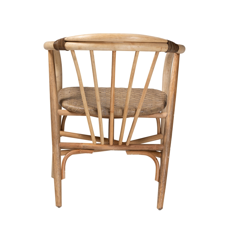 Baxton Studio Kyoto Natural Brown Rattan Dining Chair