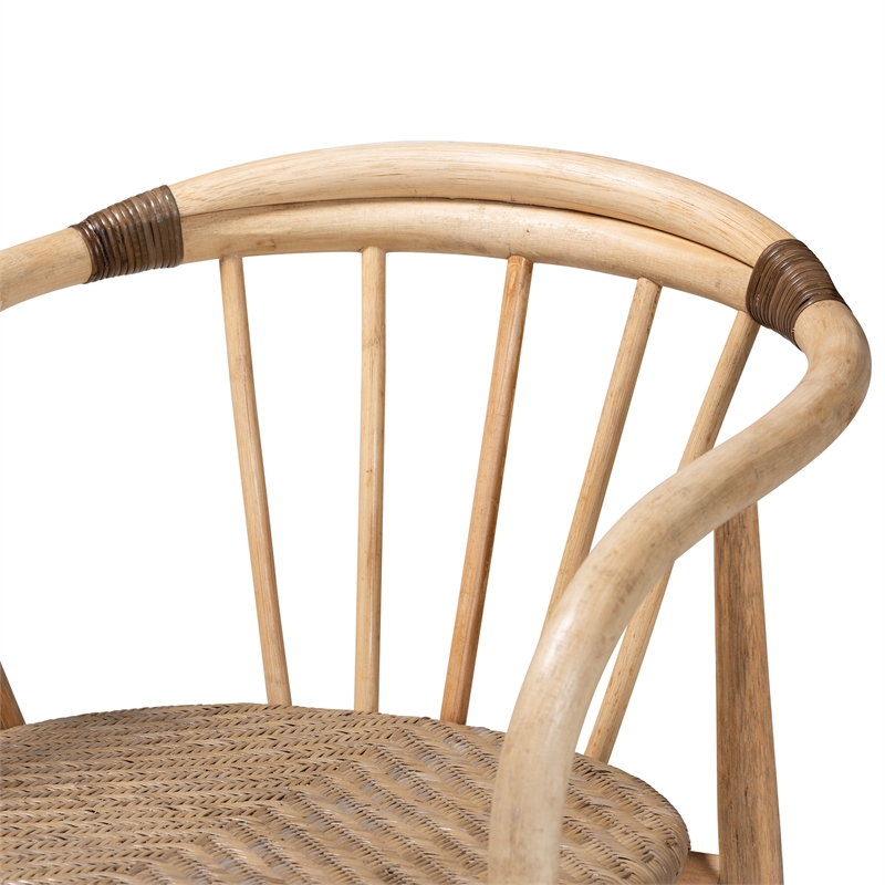 Baxton Studio Kyoto Natural Brown Rattan Dining Chair