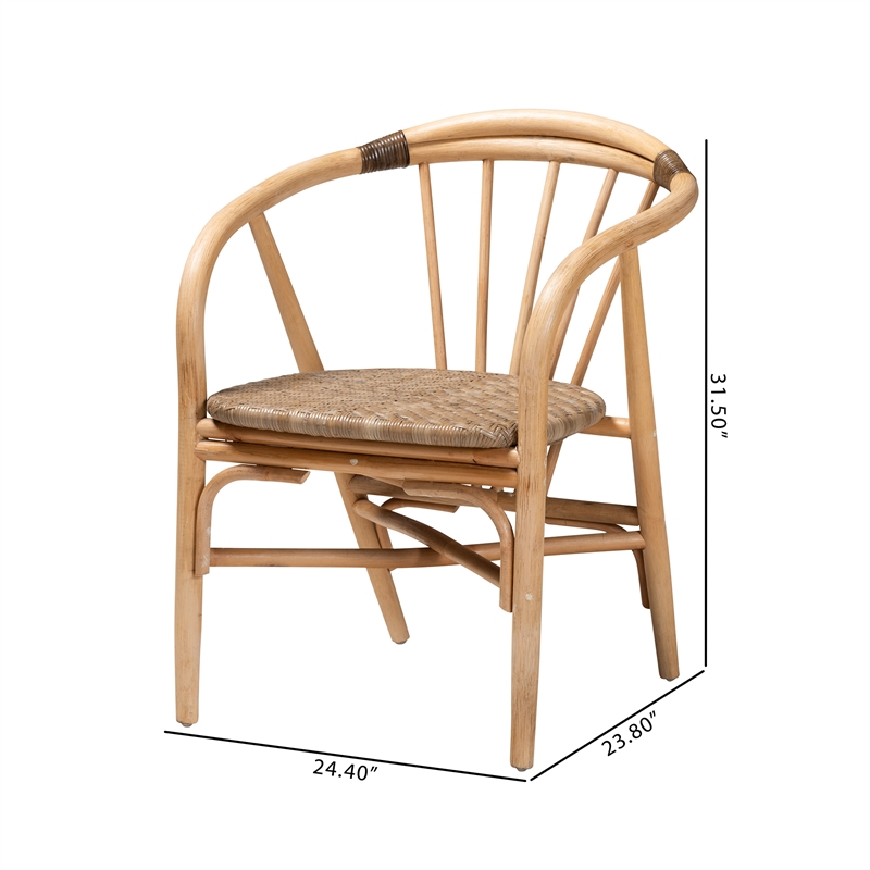 Baxton Studio Kyoto Natural Brown Rattan Dining Chair