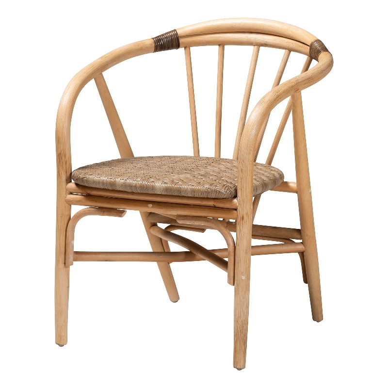 Baxton Studio Kyoto Natural Brown Rattan Dining Chair