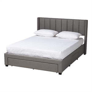 Baxton Studio Coronado Grey Fabric Full Size 3-Drawer Storage Platform Bed