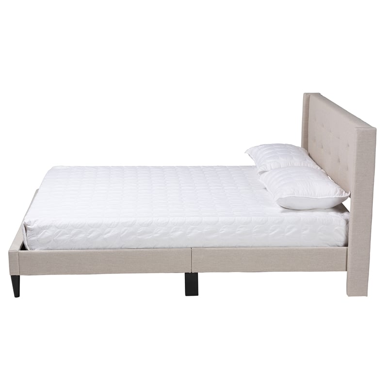 Baxton Studio Casol Beige Fabric Upholstered Full Size Platform Bed