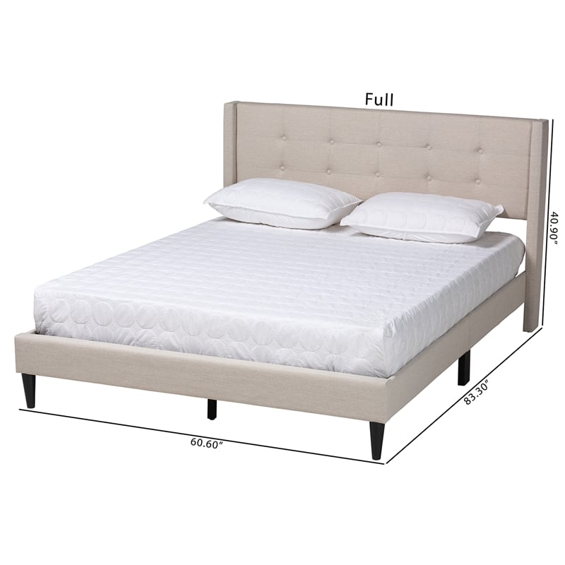 Baxton Studio Casol Beige Fabric Upholstered Full Size Platform Bed
