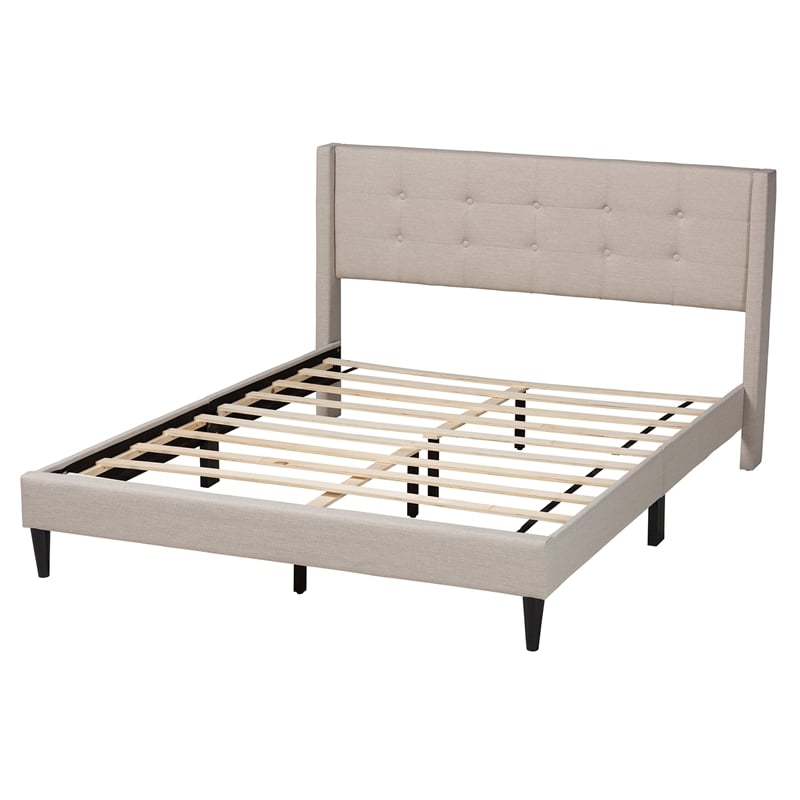 Baxton Studio Casol Beige Fabric Upholstered Queen Size Platform Bed