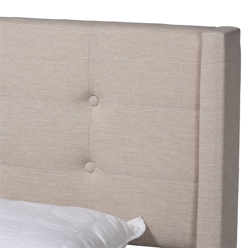 Baxton Studio Casol Beige Fabric Upholstered Queen Size Platform Bed