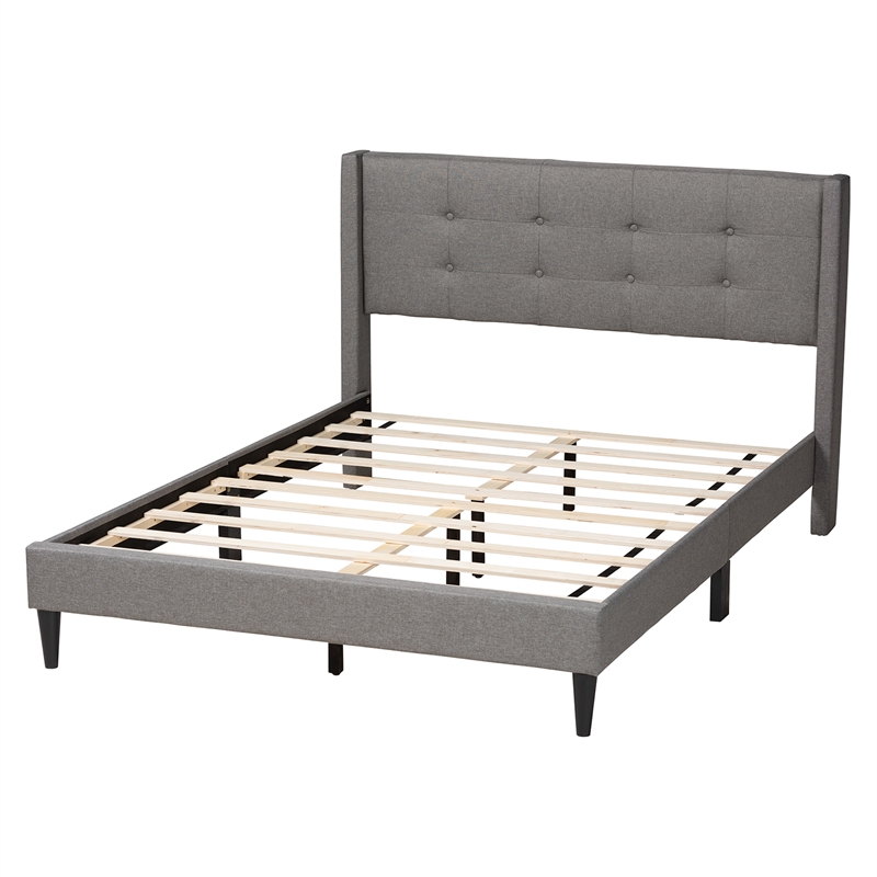 Baxton Studio Casol Grey Fabric Upholstered Full Size Platform Bed