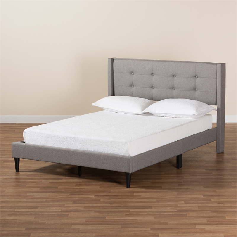 Baxton Studio Casol Grey Fabric Upholstered Full Size Platform Bed