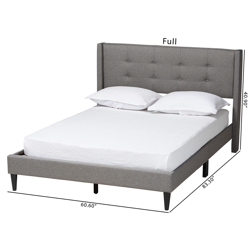 Baxton Studio Casol Grey Fabric Upholstered Full Size Platform Bed