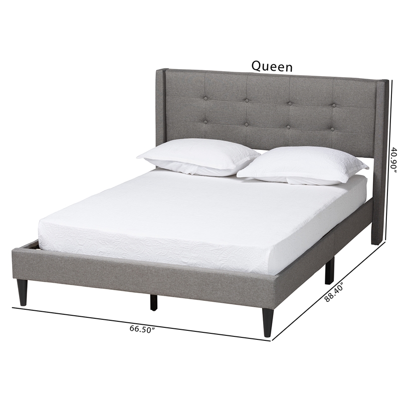 Baxton Studio Casol Grey Fabric Upholstered Queen Size Platform Bed