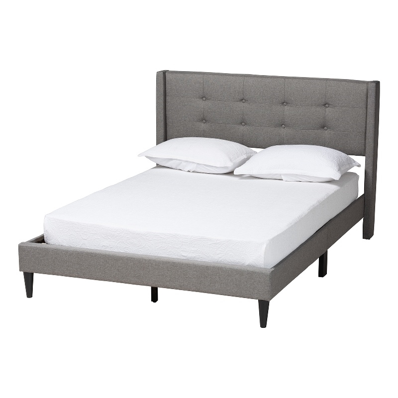 Baxton Studio Casol Grey Fabric Upholstered Queen Size Platform Bed