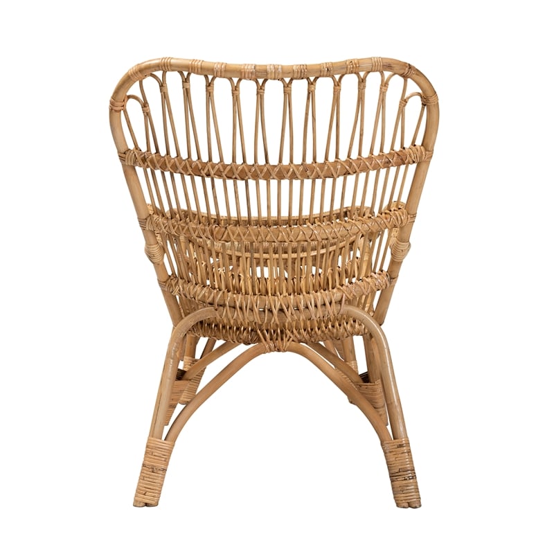 Baxton Studio Earvin Natural Brown Rattan 2-Piece Armchair and Footstool Set