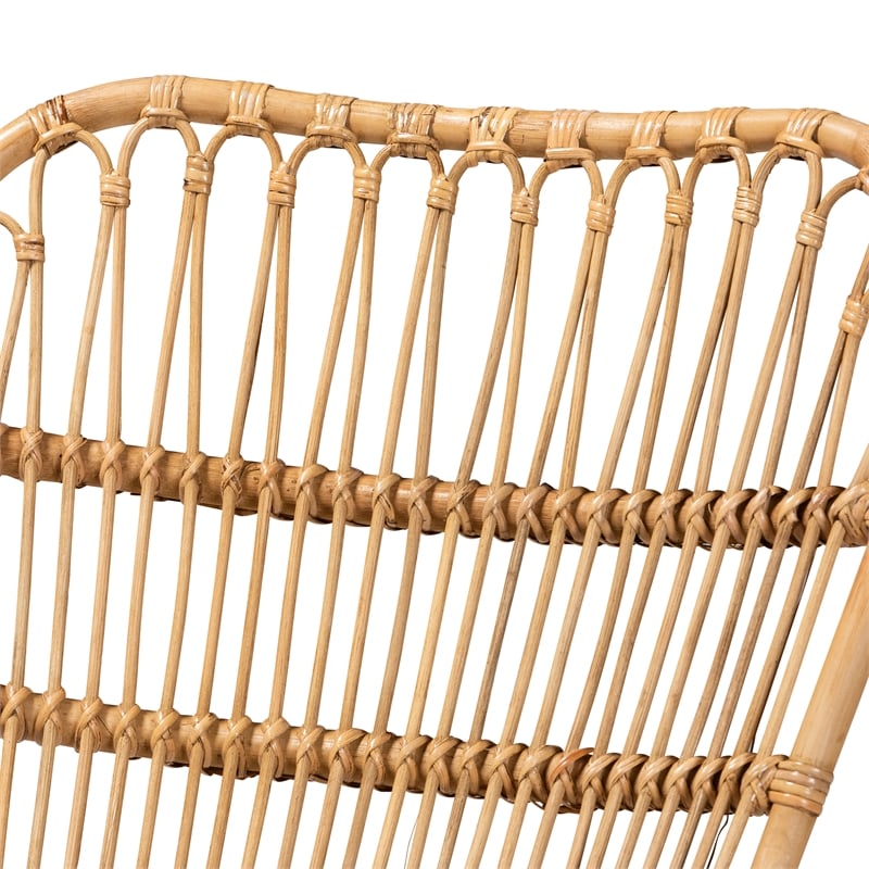 Baxton Studio Earvin Natural Brown Rattan 2-Piece Armchair and Footstool Set