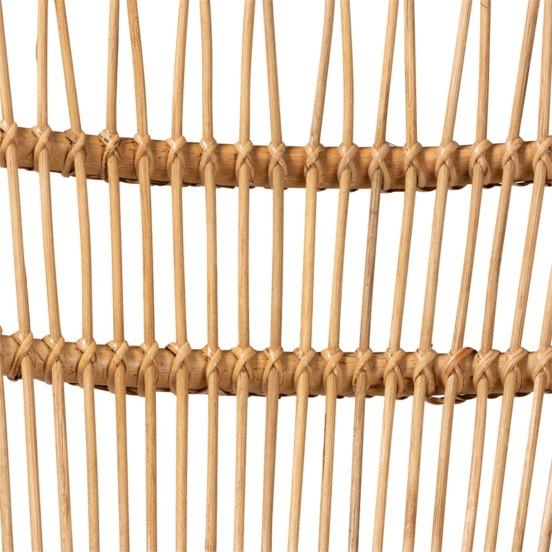 Baxton Studio Earvin Natural Brown Rattan 2-Piece Armchair and Footstool Set