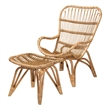 Baxton Studio Earvin Natural Brown Rattan 2-Piece Armchair and Footstool Set