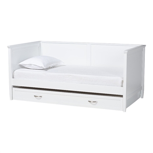 baxton studio viva white finished wood twin size daybed with roll-out trundle