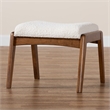 Baxton Studio Roxy White Boucle Upholstered and Brown Wood Ottoman Footstool