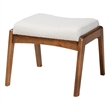 Baxton Studio Roxy White Boucle Upholstered and Brown Wood Ottoman Footstool