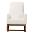 Baxton Studio Yashiya White Boucle Upholstered and Brown Wood Rocking Chair