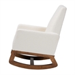 Baxton Studio Yashiya White Boucle Upholstered and Brown Wood Rocking Chair