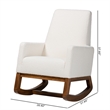 Baxton Studio Yashiya White Boucle Upholstered and Brown Wood Rocking Chair