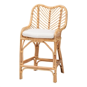 baxton studio arween modern bohemian natural brown rattan counter stool