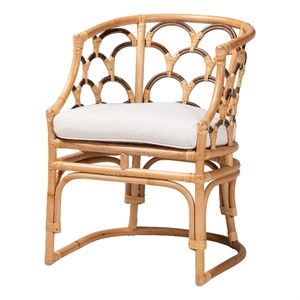 baxton studio aster modern bohemian natural brown rattan armchair