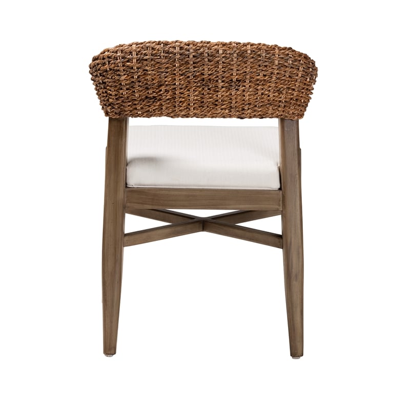 Baxton Studio Chloe Brown Mahogany Wood and Natural Rattan Dining Chair